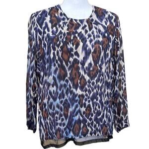 Louis Feraud leopard top, 42/12, classic, French, elegant, career, understated
